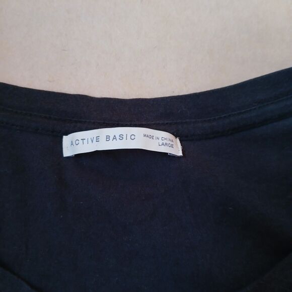 Active Basic V Neck Basic T Shirt  Large Black Short Sleeve Top Athleisure - Picture 3 of 5